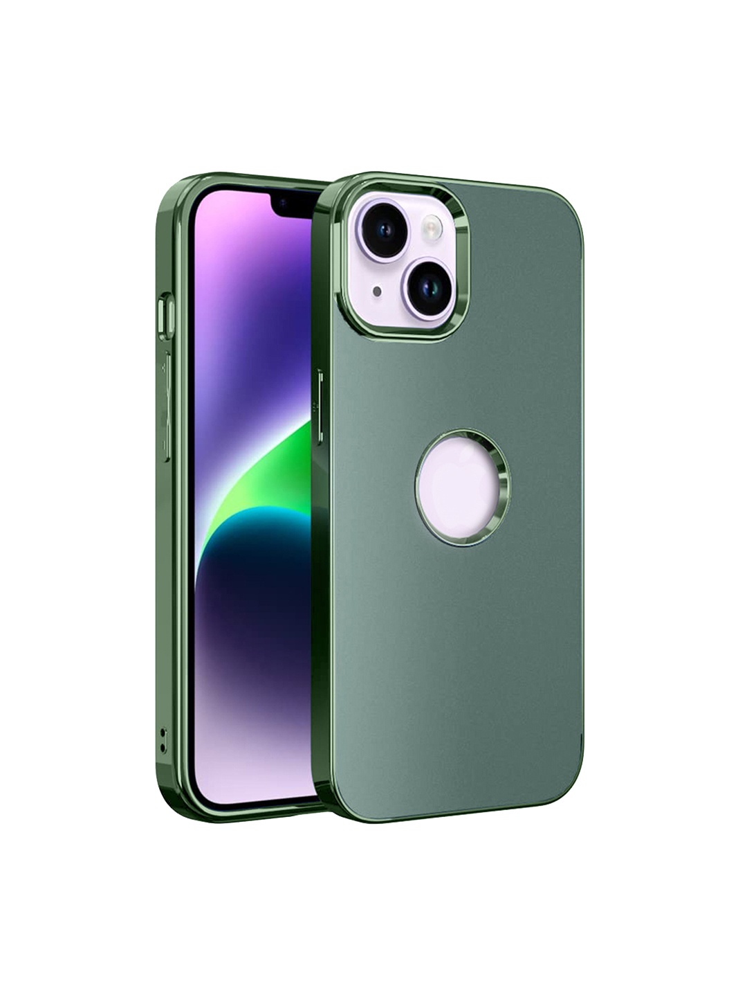 

Karwan iPhone 14 Phone Back Case With Metal Lens, Green