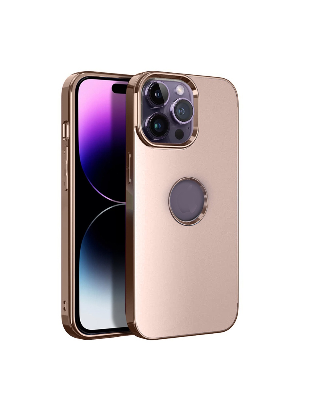 

Karwan iPhone 14 Pro Max Compatible Metal Lens Back Case, Pink