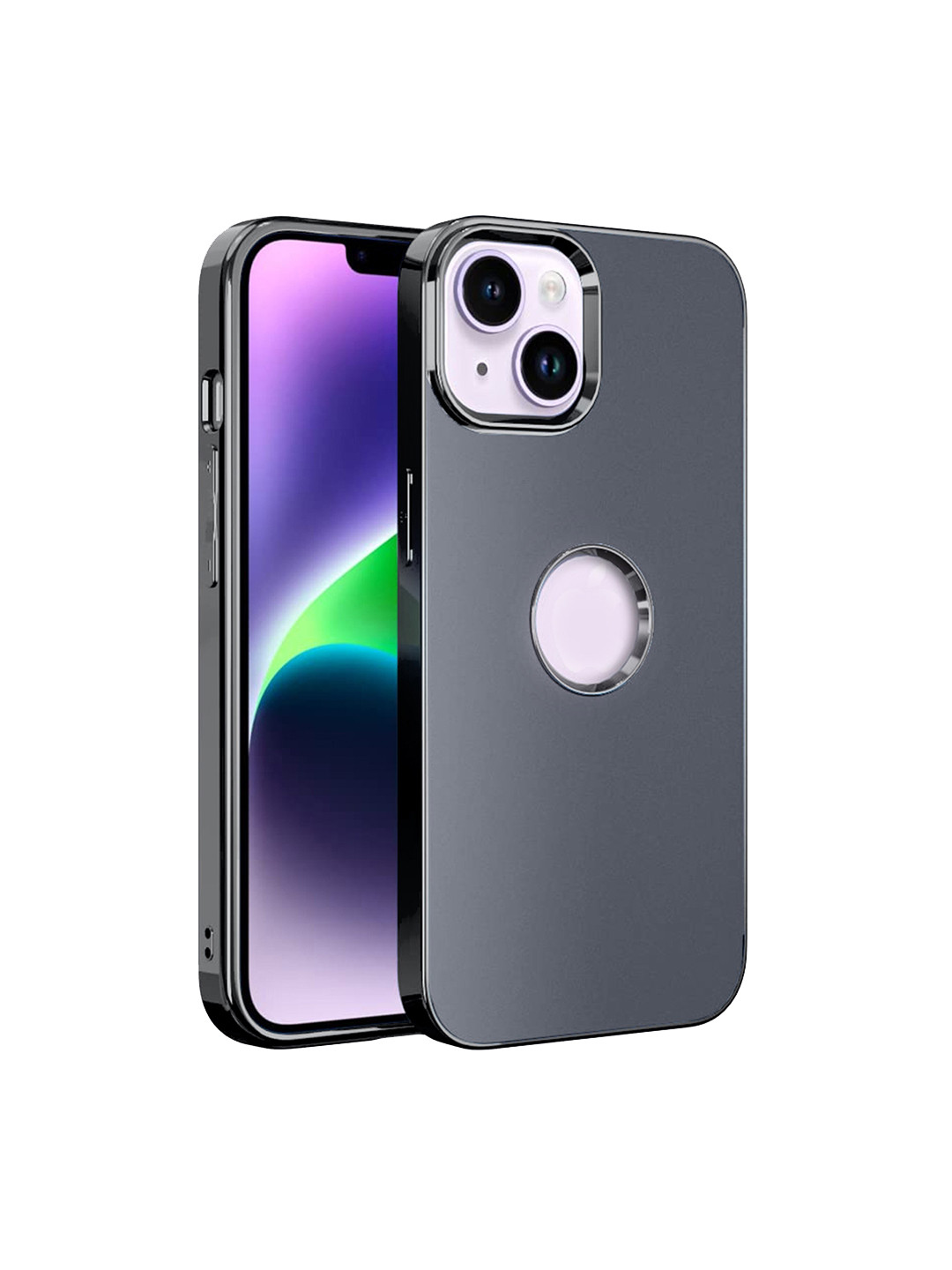 

Karwan Compatible Metal Lens iPhone 14 Back Case, Grey