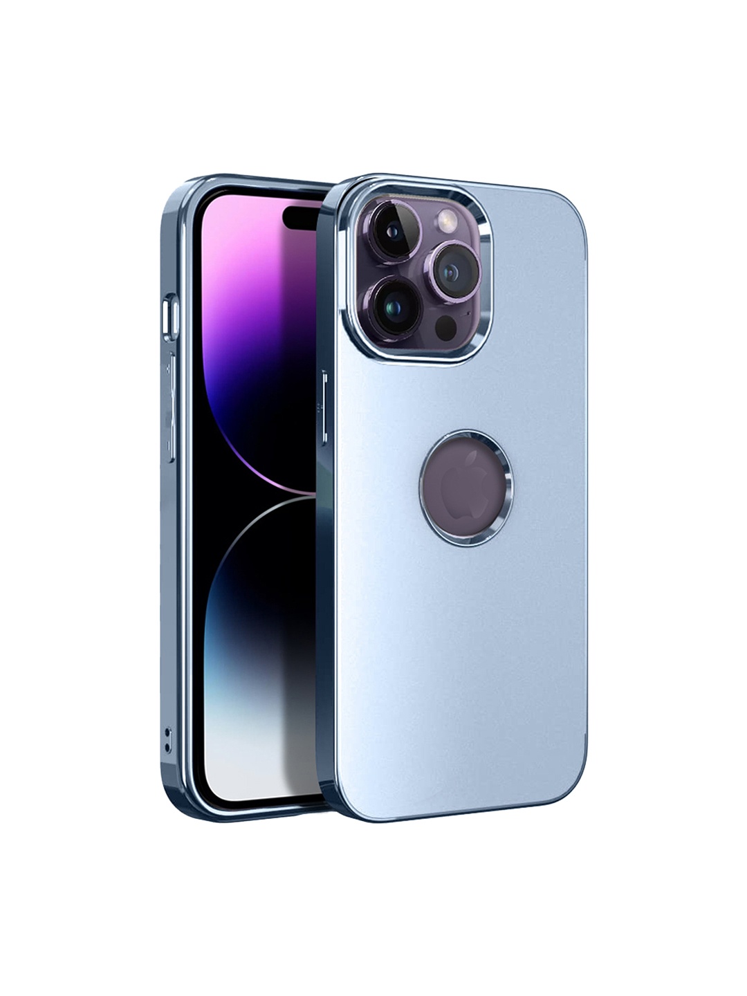 

Karwan iPhone 14 Pro Compatible Metal Lens Back Case, Blue