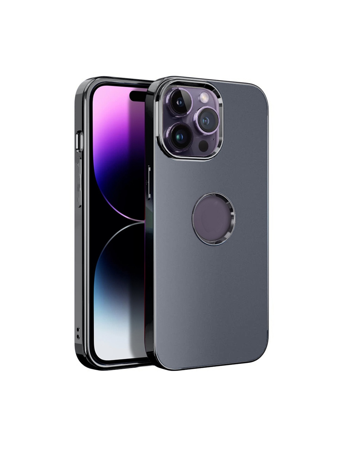 

Karwan iPhone 14 Pro Compatible Metal Lens Back Case, Black