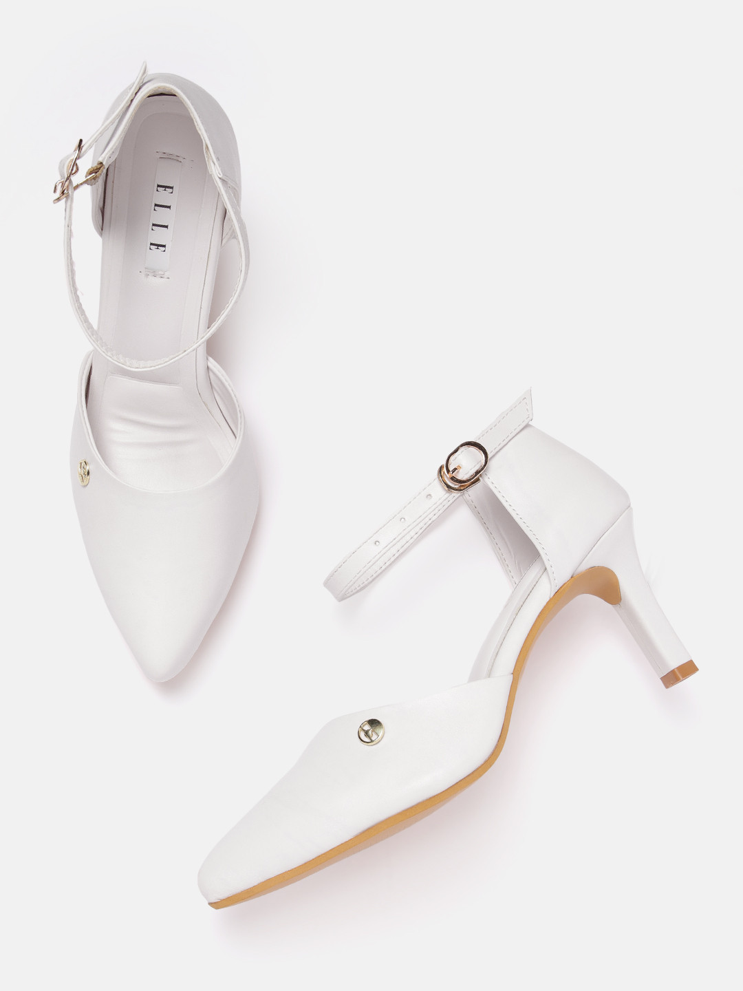 

ELLE Women Slim Heel Pumps, White