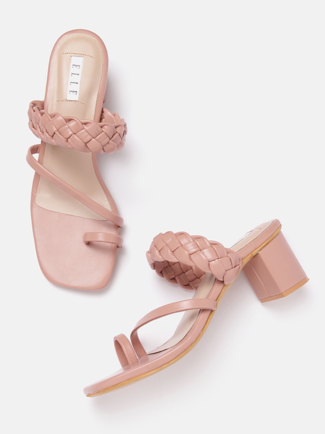 

ELLE Women Braided Detail Block Heels, Pink