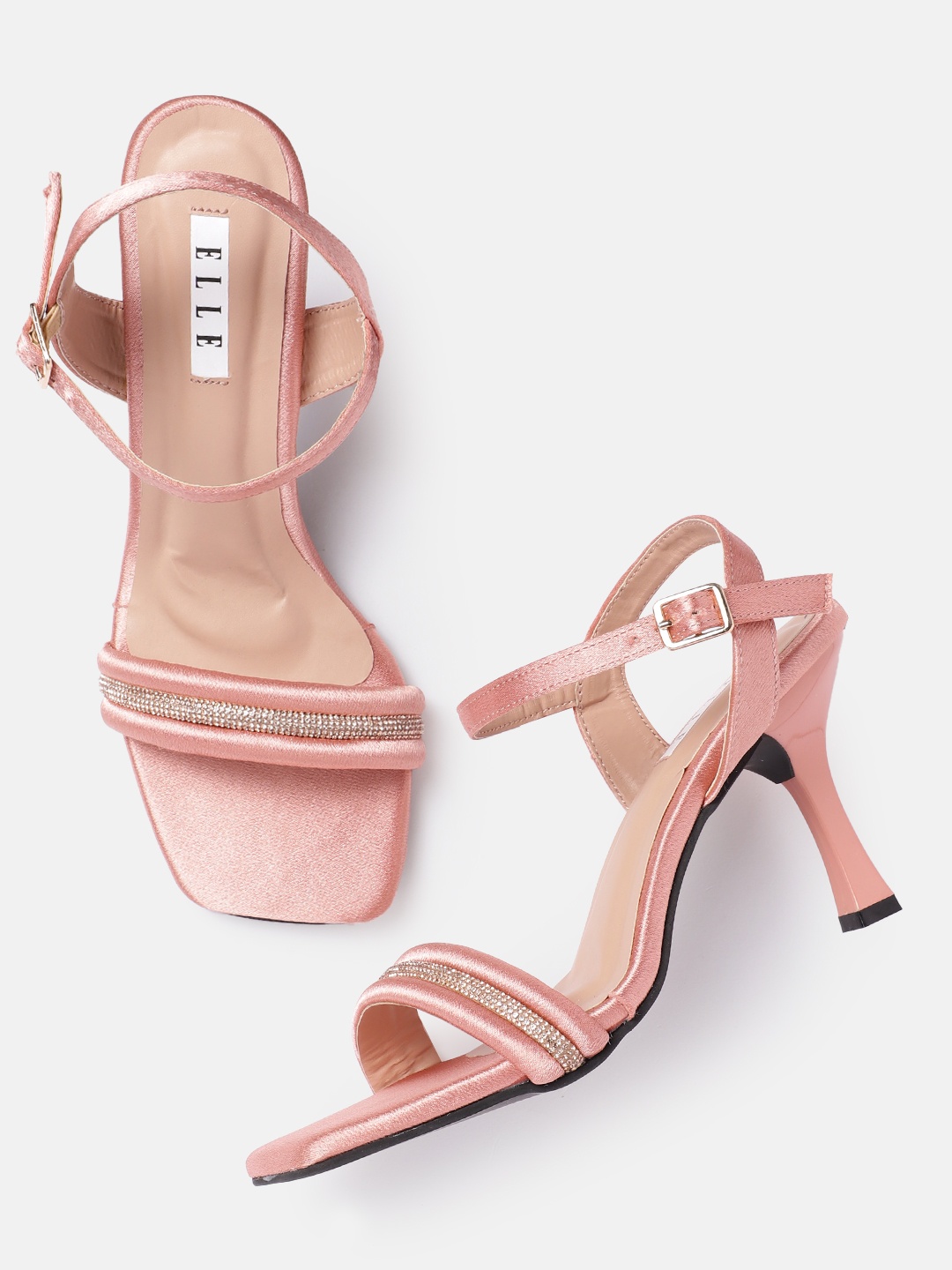 

ELLE Women Embellished Party Slim Heels, Rose gold
