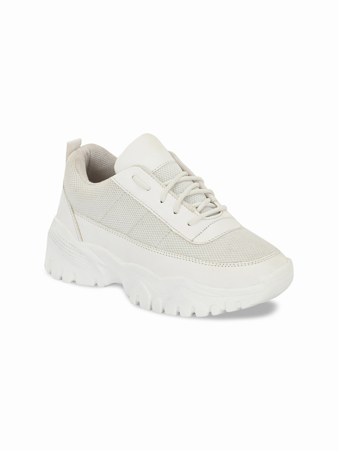 

DEAS Women Woven Design Leather Sneakers, White