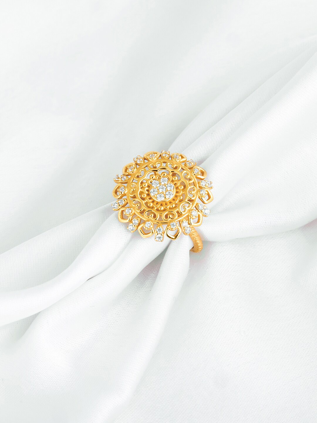 

GIVA 925 Sterling Silver Gold-Plated CZ-Studded Adjustable Finger Ring