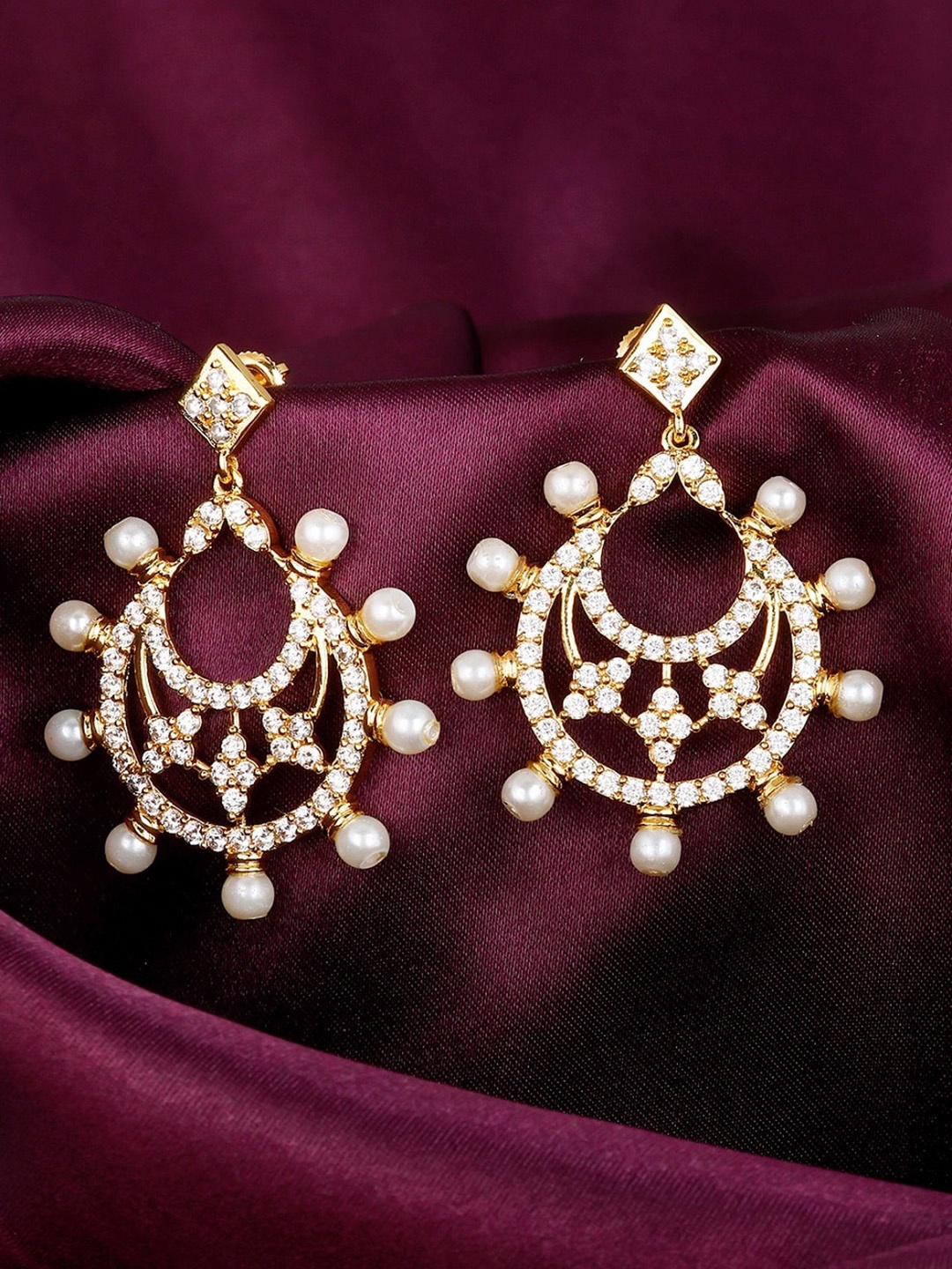 

GIVA 925 Sterling Silver & Gold-Plated Contemporary Chandbalis Earrings
