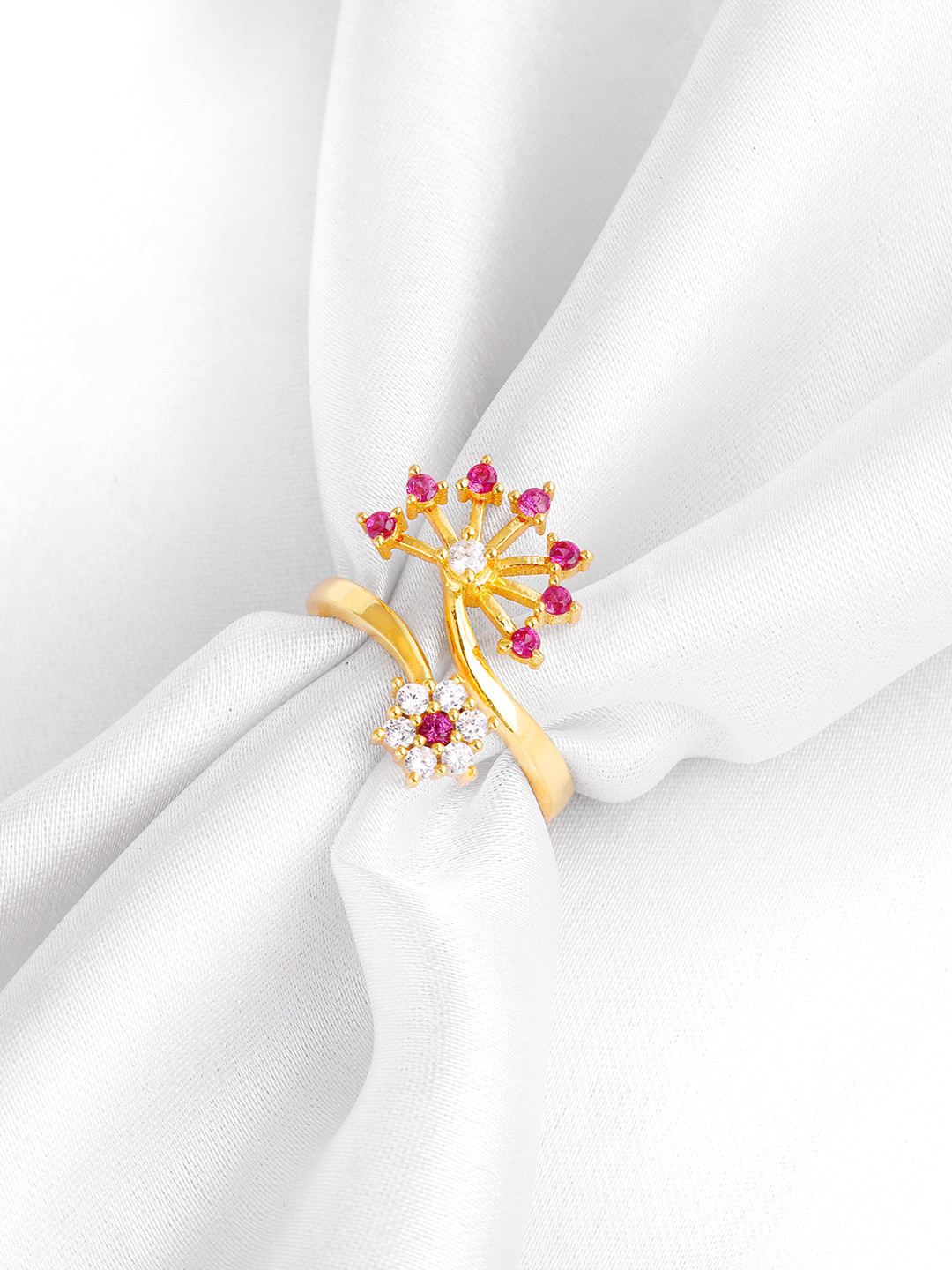

GIVA 925 Sterling Silver Stone Studded Finger Ring, Gold