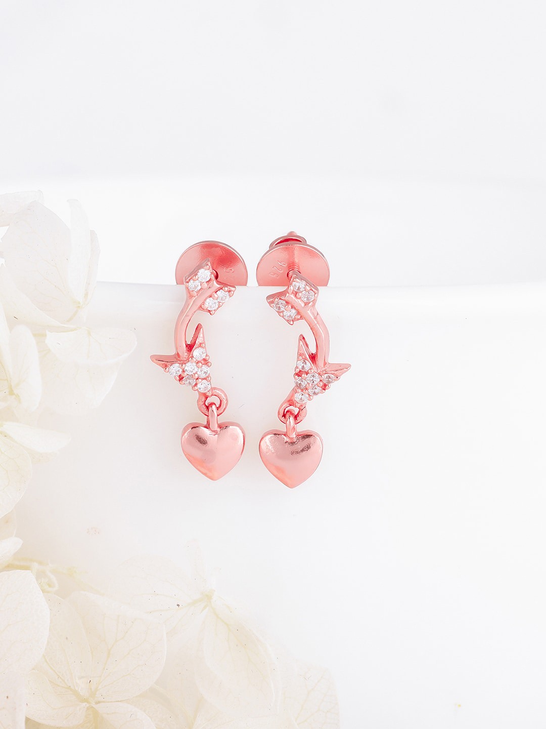 

GIVA 925 Sterling Silver & Rose Gold-Plated Zircon Contemporary Drop Earrings