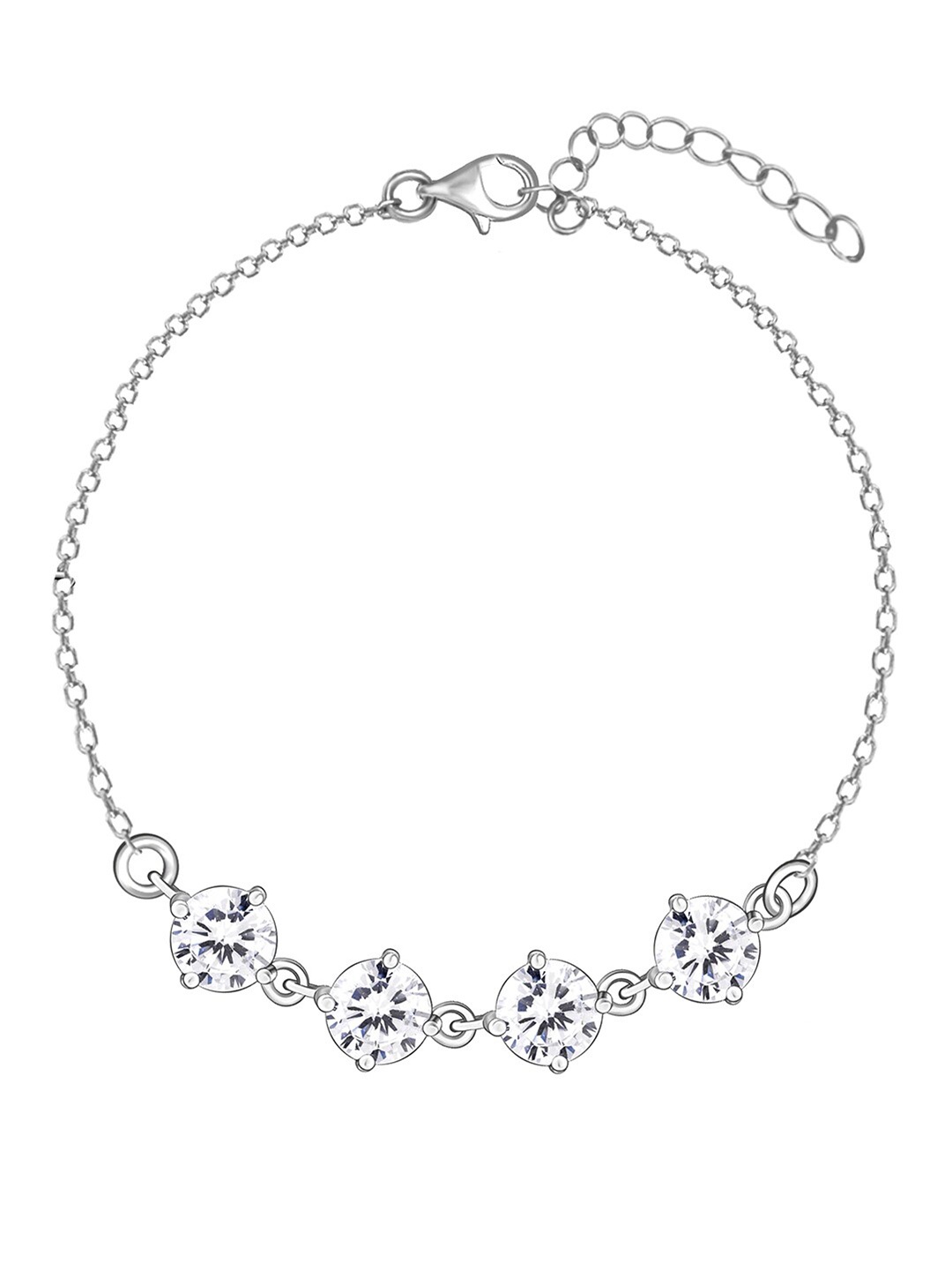 

GIVA 925 Sterling Silver Rhodium-Plated Cubic Zirconia Charm Bracelet