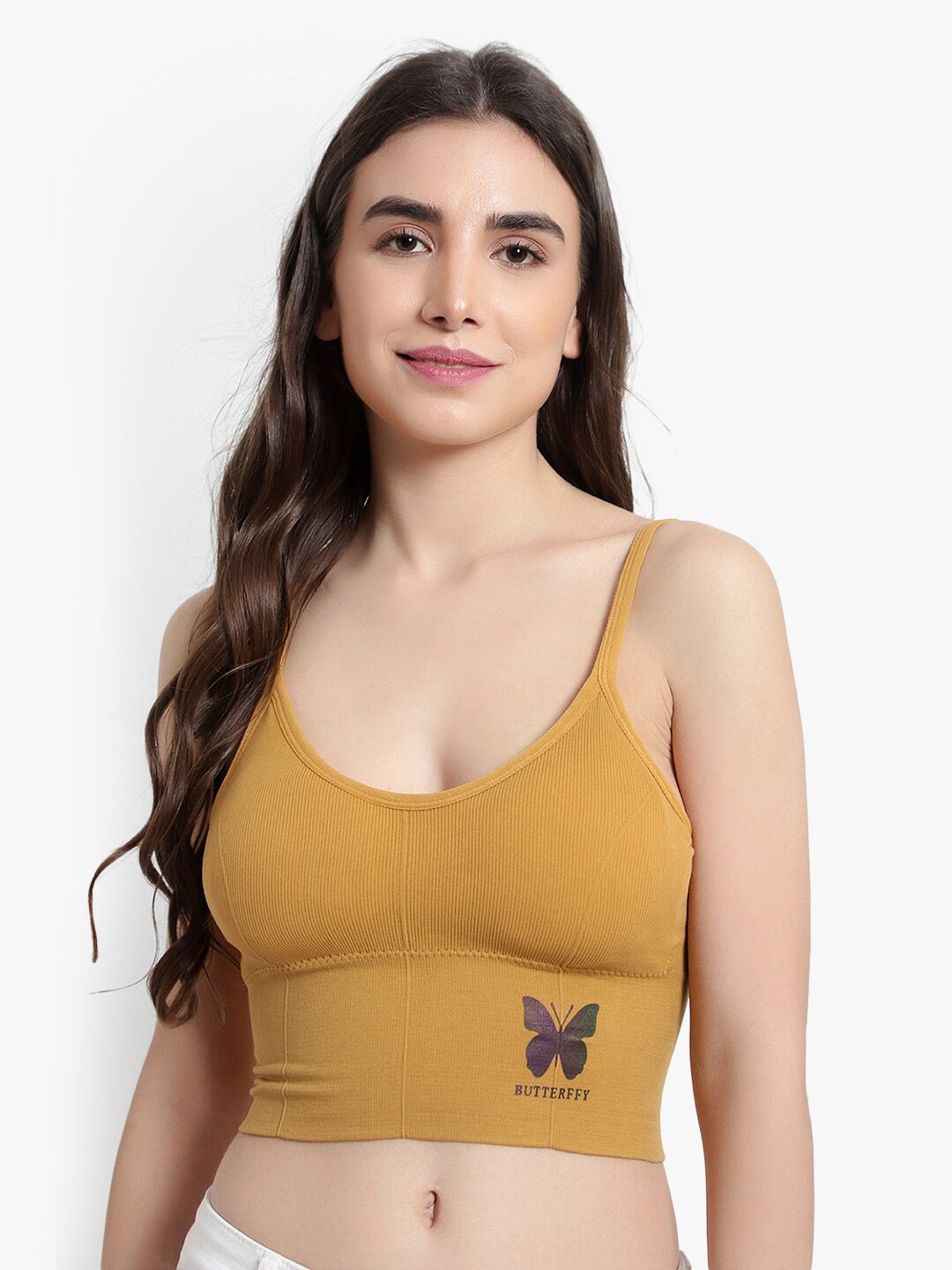 

BRACHY Lightly Padded Non-Wired All Day Comfort Seamless Bralette Bra, Mustard