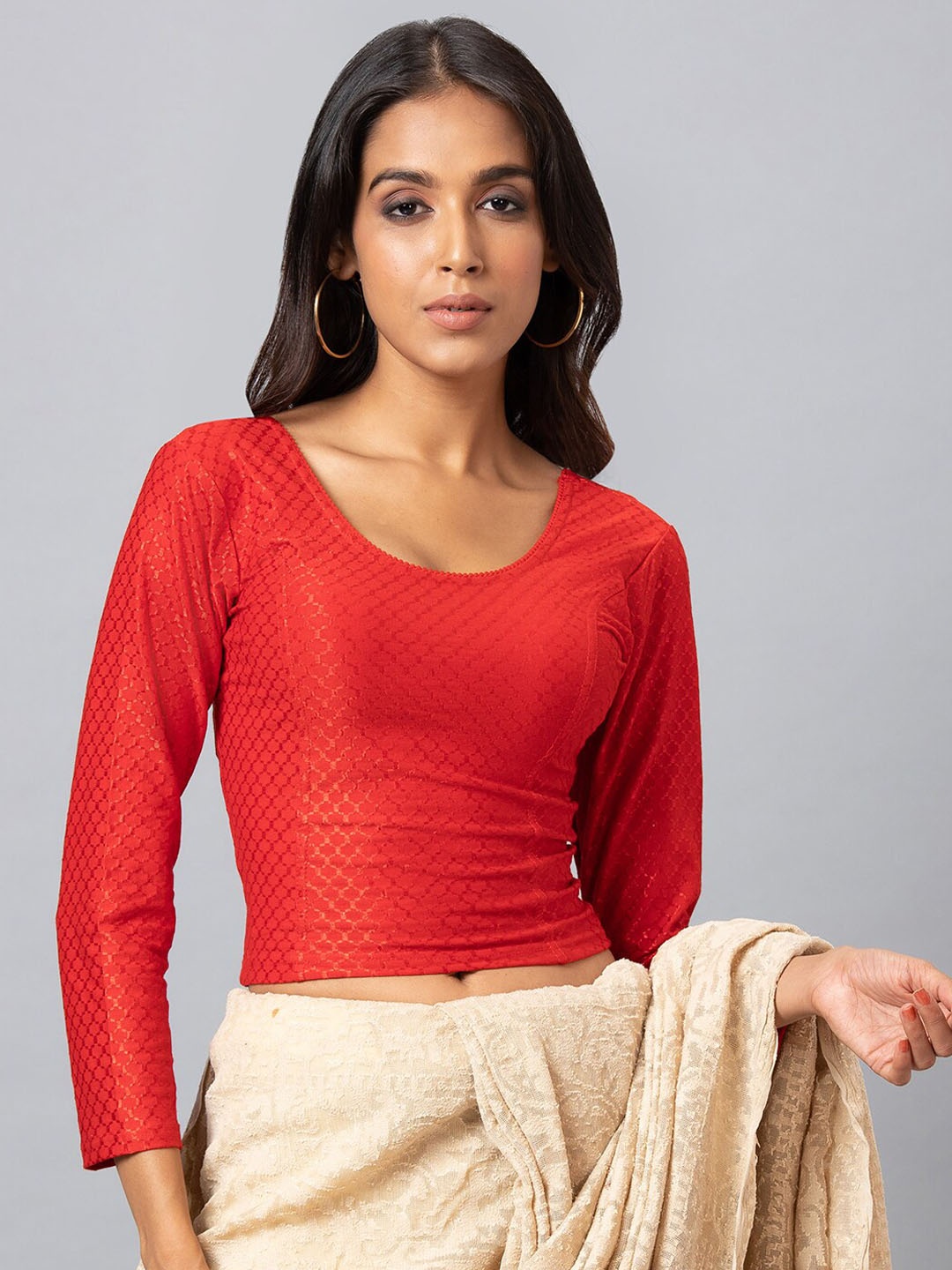 

SALWAR STUDIO Woven Design Saree Blouse, Red