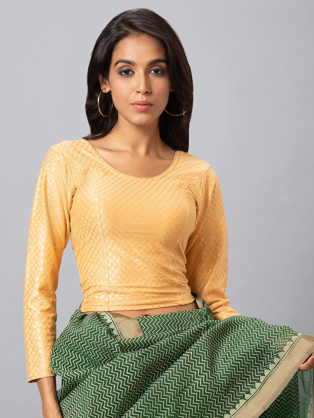 

SALWAR STUDIO Woven Design Saree Blouse, Yellow