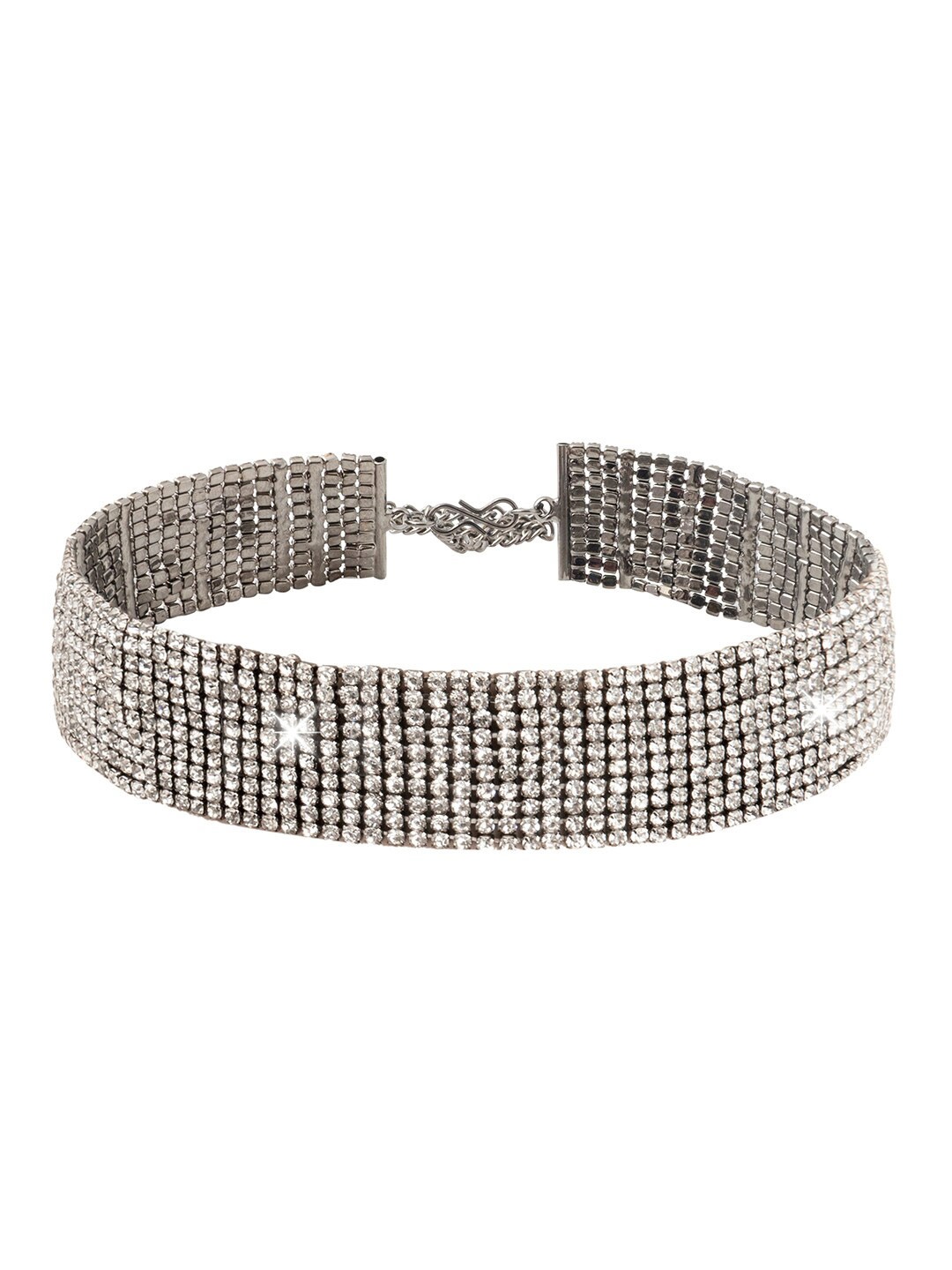 

Shining Jewel - By Shivansh Brass Silver-Plated Choker Chain