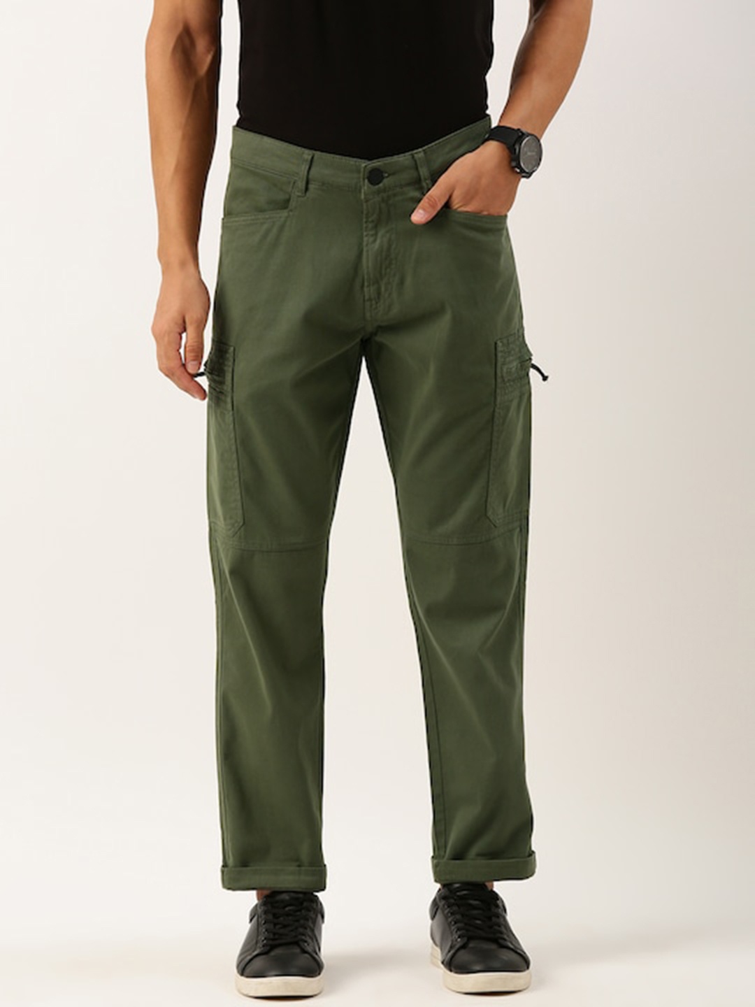 

IVOC Men Slim Fit Cargos Trousers, Olive