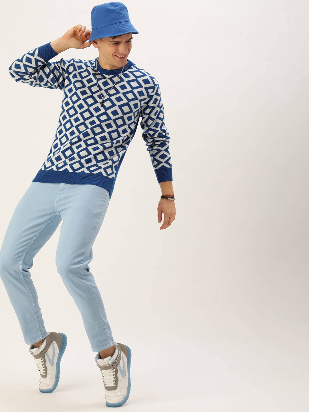 

Mast & Harbour Geometric Printed Pullover Sweaters, Blue