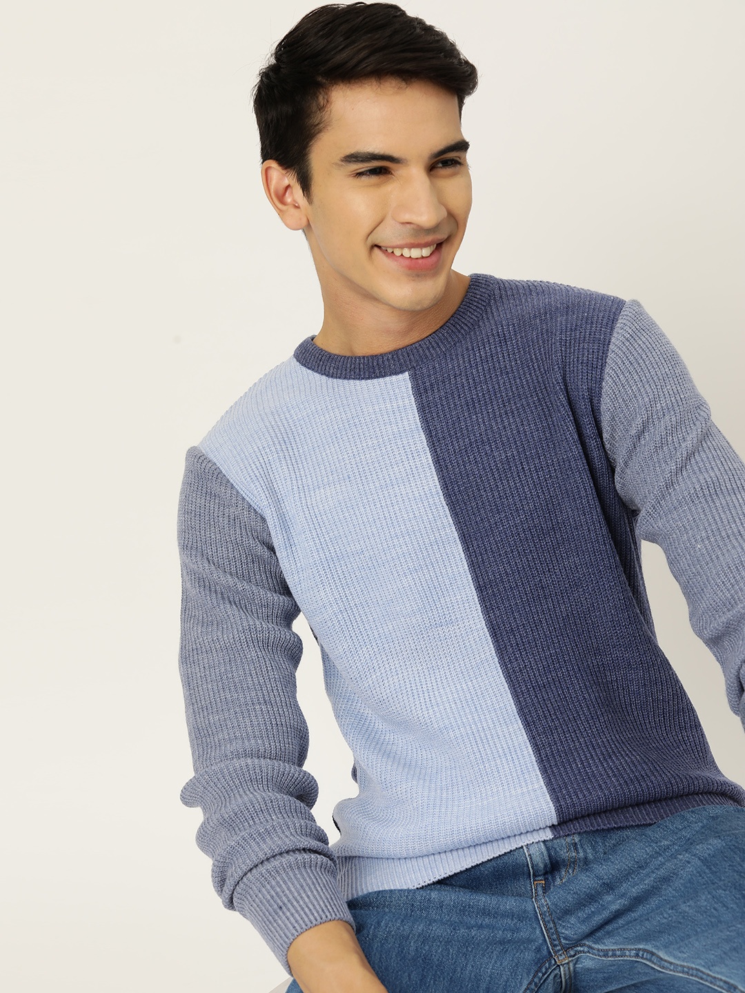

Mast & Harbour Men Colourblocked Pullover, Blue