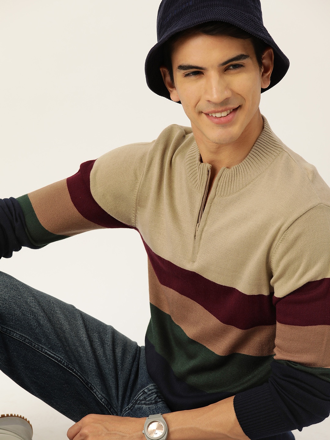 

Mast & Harbour Colourblocked Acrylic Pullover, Beige