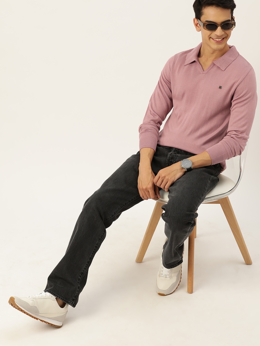 

Mast & Harbour Polo Collar Acrylic Pullover, Rose