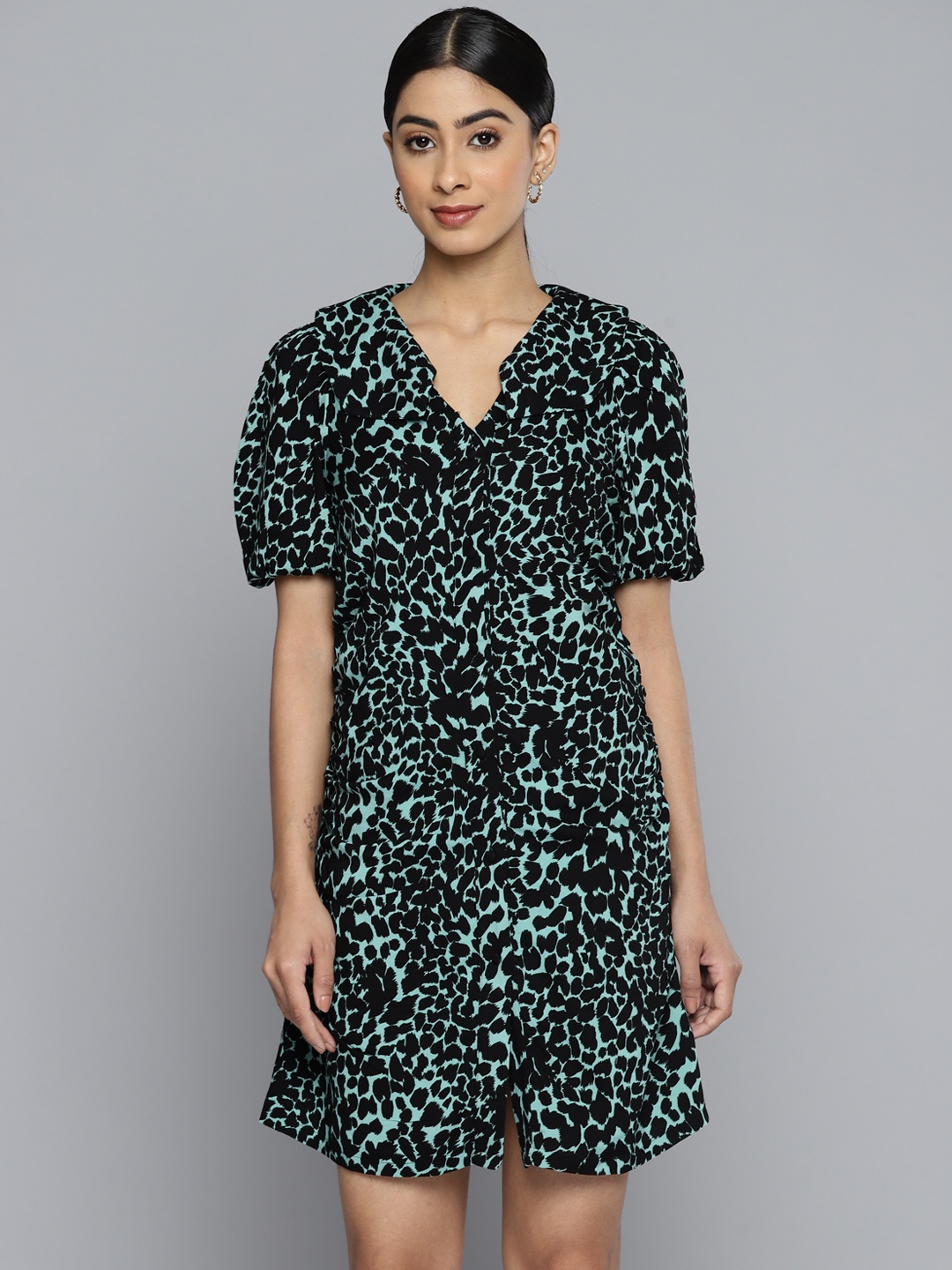 

VividArtsy Animal Print A-Line Dress, Sea green