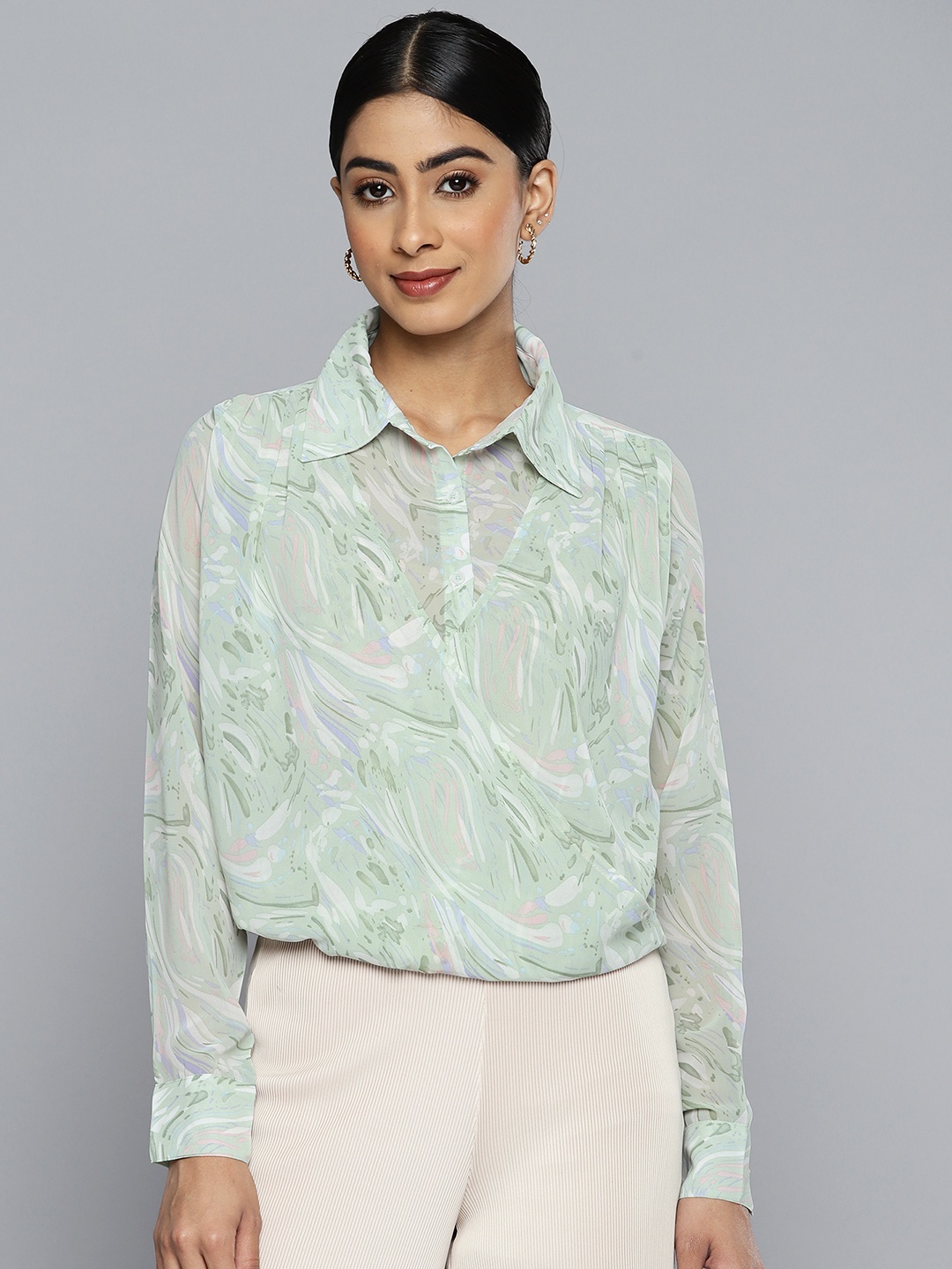 

VividArtsy Abstract Printed Casual Shirt, Sea green