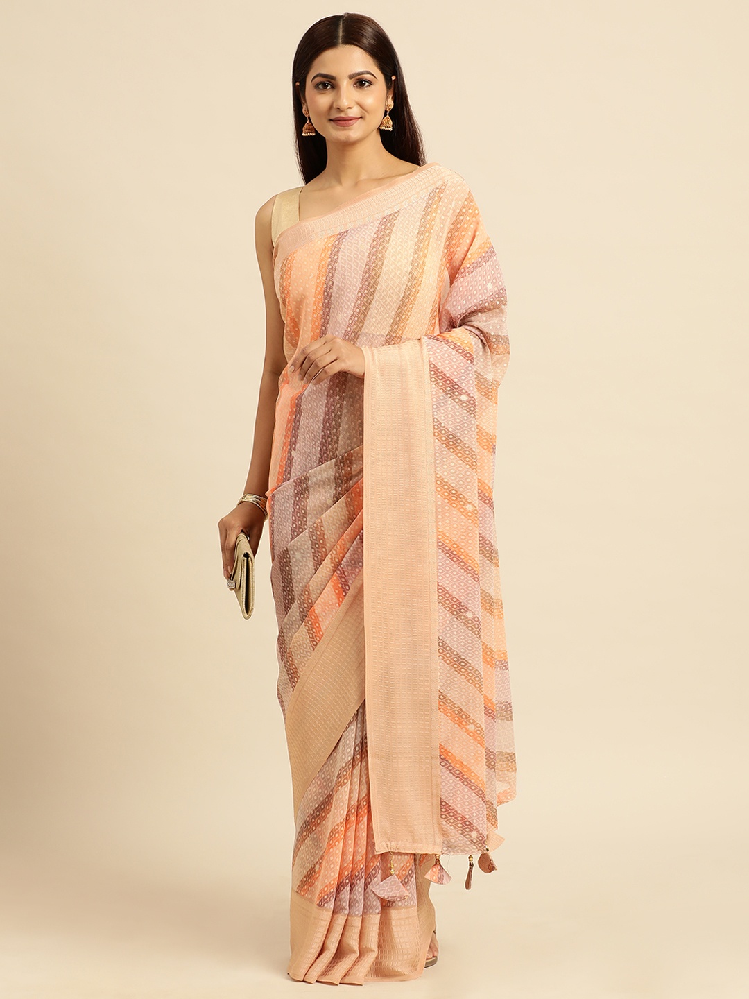 

Triveni Ethnic Motifs Printed Pure Georgette Saree, Brown