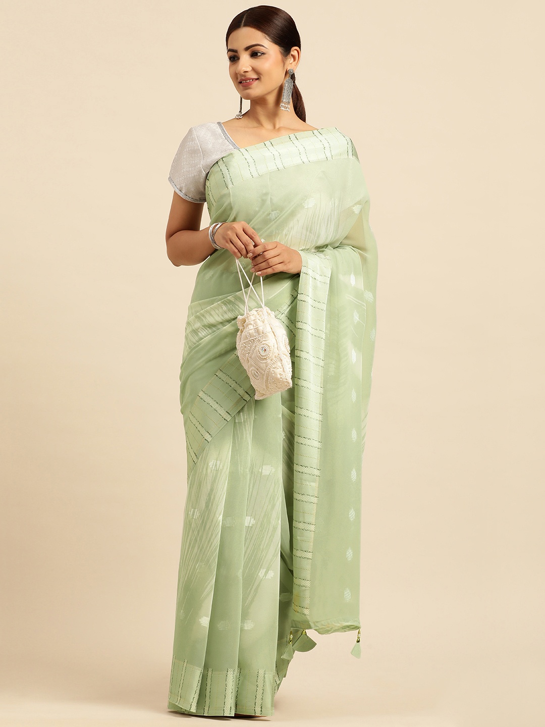 

Triveni Pure Georgette Saree, Green