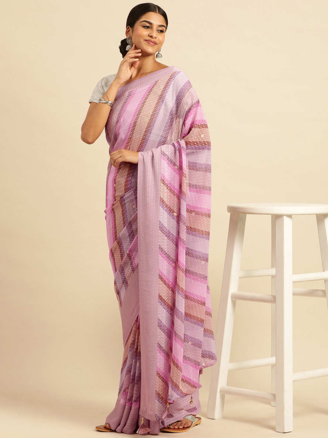 

Triveni Printed Pure Georgette Saree, Pink