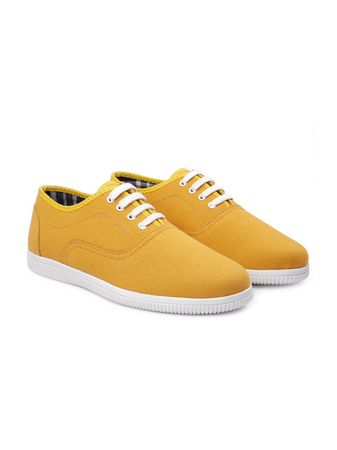

Bxxy Men Lightweight Canvas Contrast Sole Sneakers, Yellow