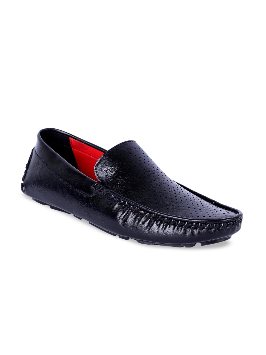 

aadi Men Perforations Lightweight Comfort Insole Penny Loafers, Black
