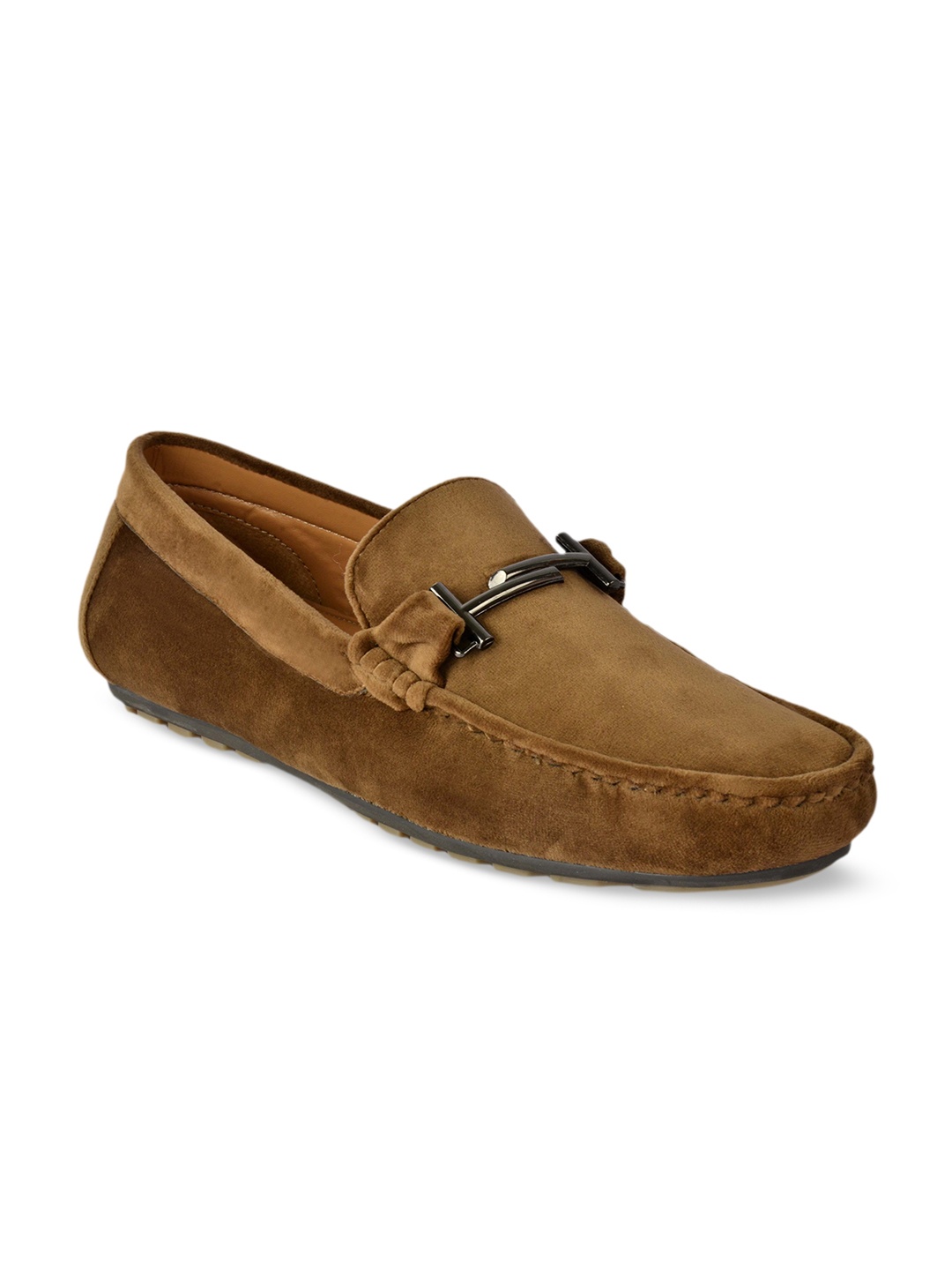 

aadi Men Embellished Suede Lightweight Comfort Insole Horsebit Loafers, Beige