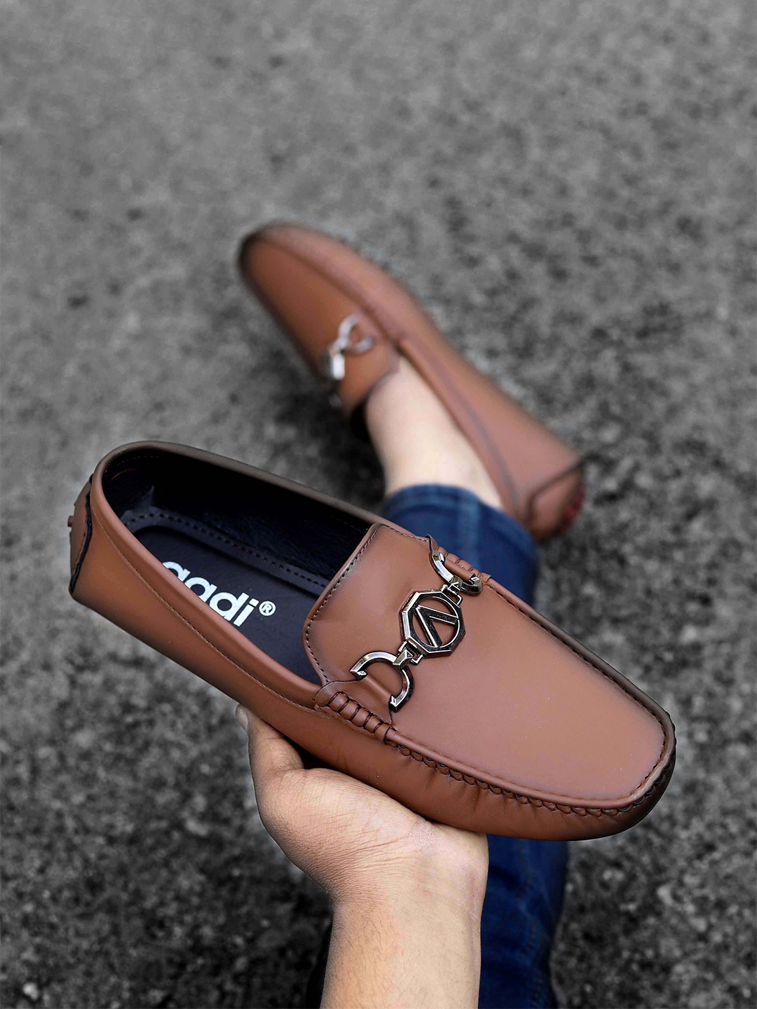 

aadi Men Lightweight Comfort Insole Horsebit Loafers, Tan