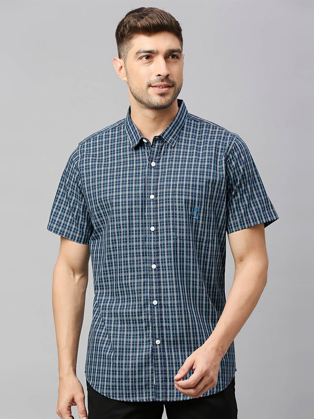 

Thomas Scott Classic Slim Fit Checked Pure Cotton Casual Shirt, Blue