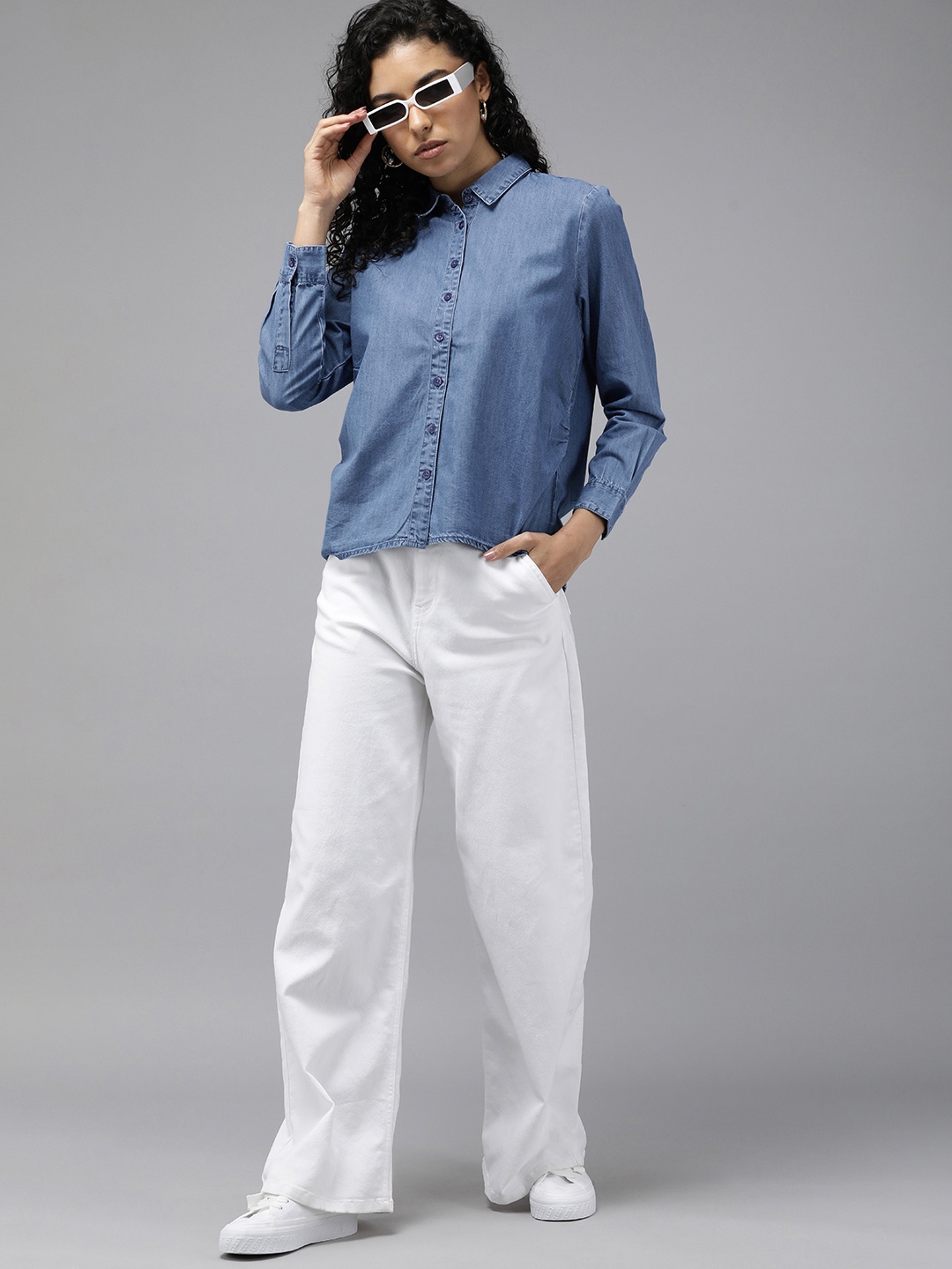 

Roadster Women Opaque Casual Shirt, Blue