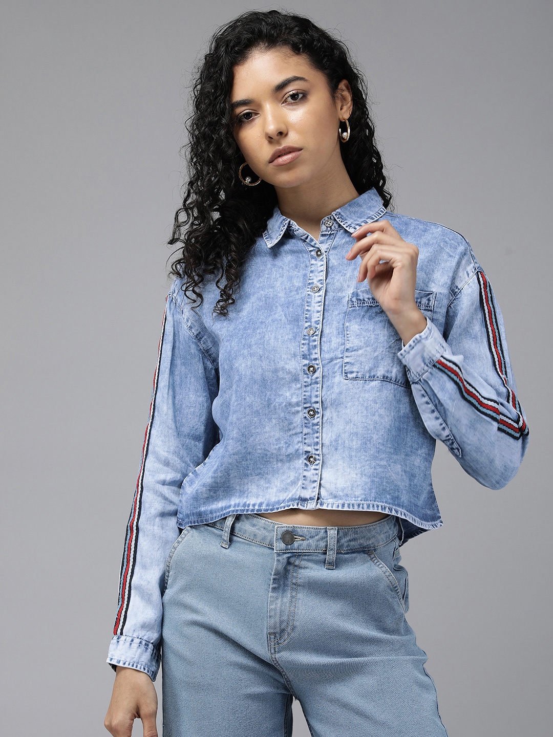 

Roadster Women Opaque Striped Casual Shirt, Blue