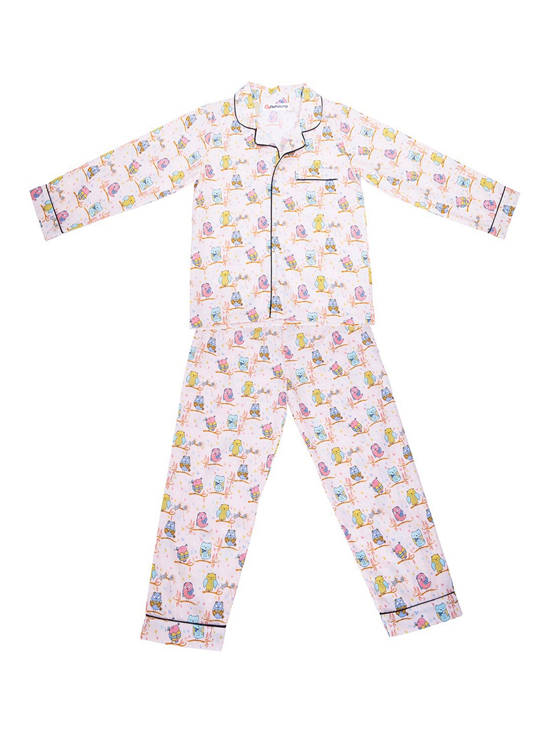 

Fluffalump Kids Conversational Printed Pure Cotton Night Suit, Peach