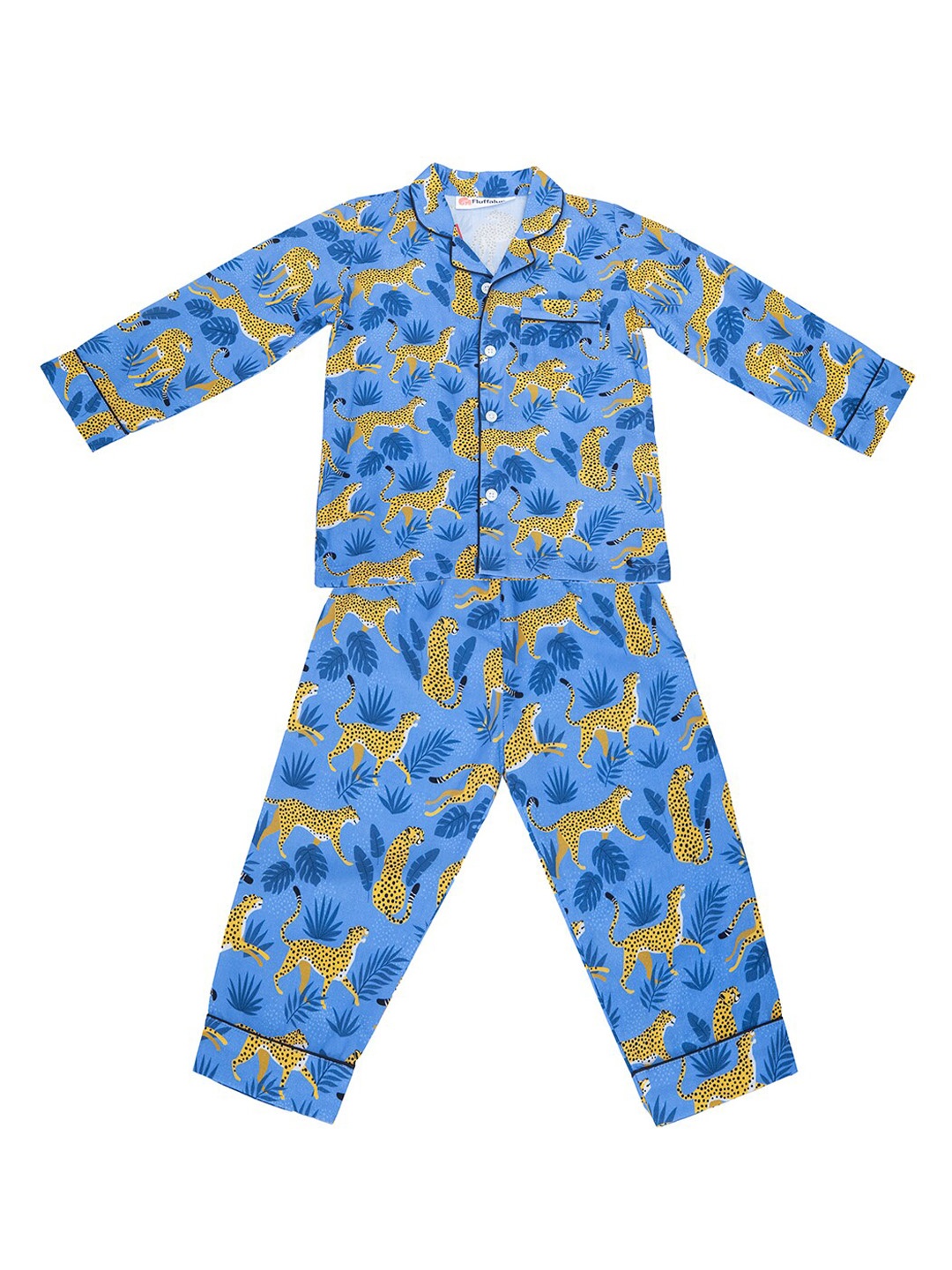 

Fluffalump Infants Kids Conversational Printed Pure Cotton Night Suit, Blue