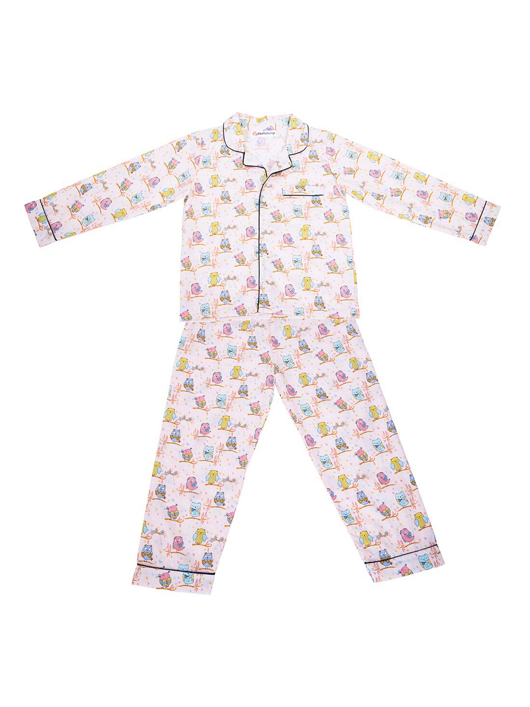 

Fluffalump Kids Conversational Printed Pure Cotton Night Suit, Peach