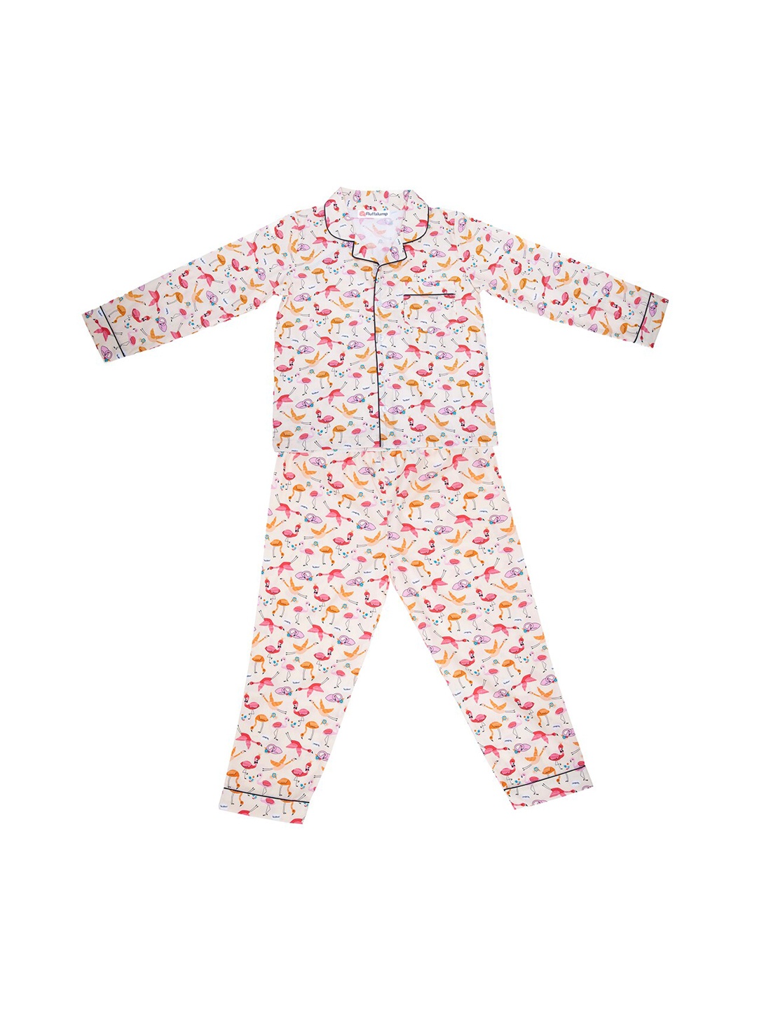 

Fluffalump Kids Conversational Printed Pure Cotton Night Suit, Peach