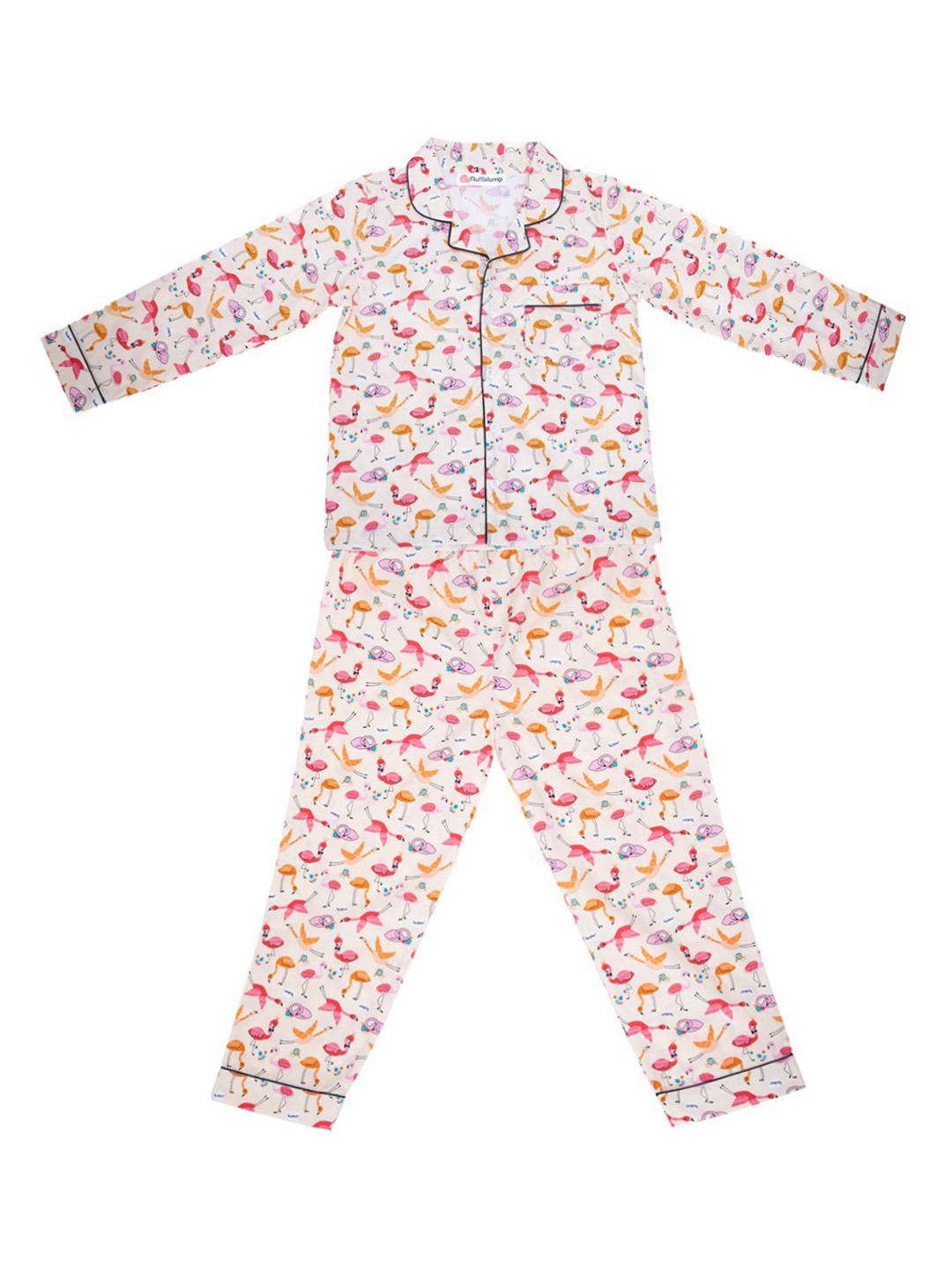 

Fluffalump Kids Conversational Printed Pure Cotton Night Suit, Peach