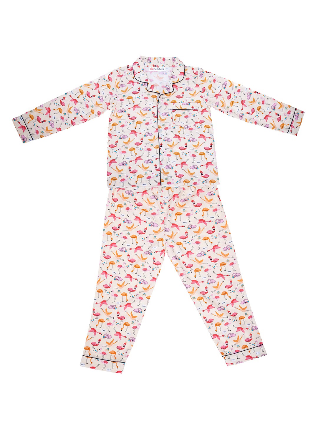 

Fluffalump Infants Kids Conversational Printed Pure Cotton Night Suit, Peach