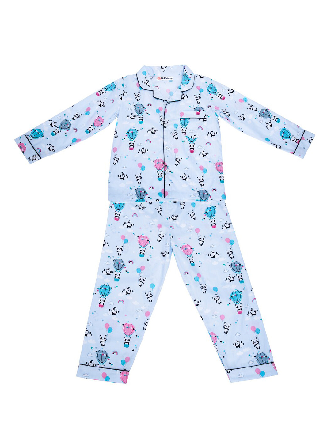 

Fluffalump Kids Conversational Printed Pure Cotton Night Suit, Blue