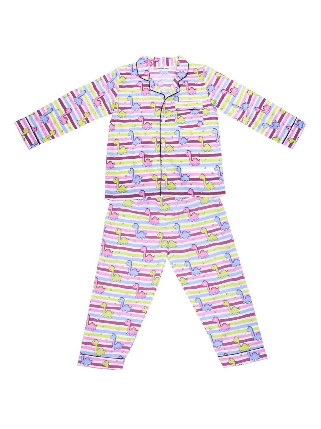 

Fluffalump Kids Conversational Printed Pure Cotton Night Suit, Purple