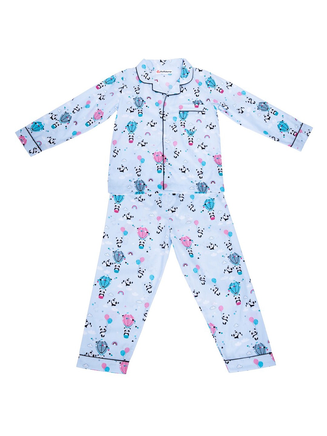 

Fluffalump Kids Conversational Printed Pure Cotton Night Suit, Blue