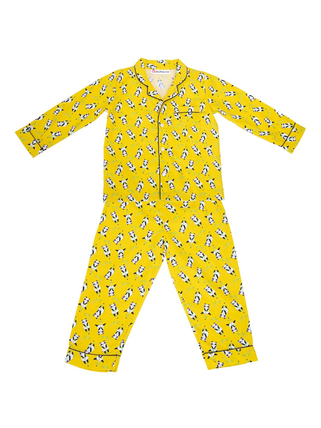 

Fluffalump Kids Conversational Printed Pure Cotton Night Suit, Yellow