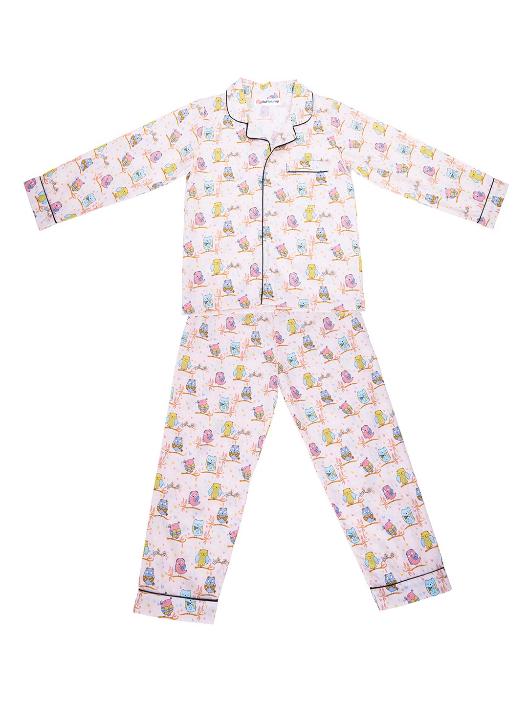 

Fluffalump Infants Kids Conversational Printed Pure Cotton Night Suit, Peach