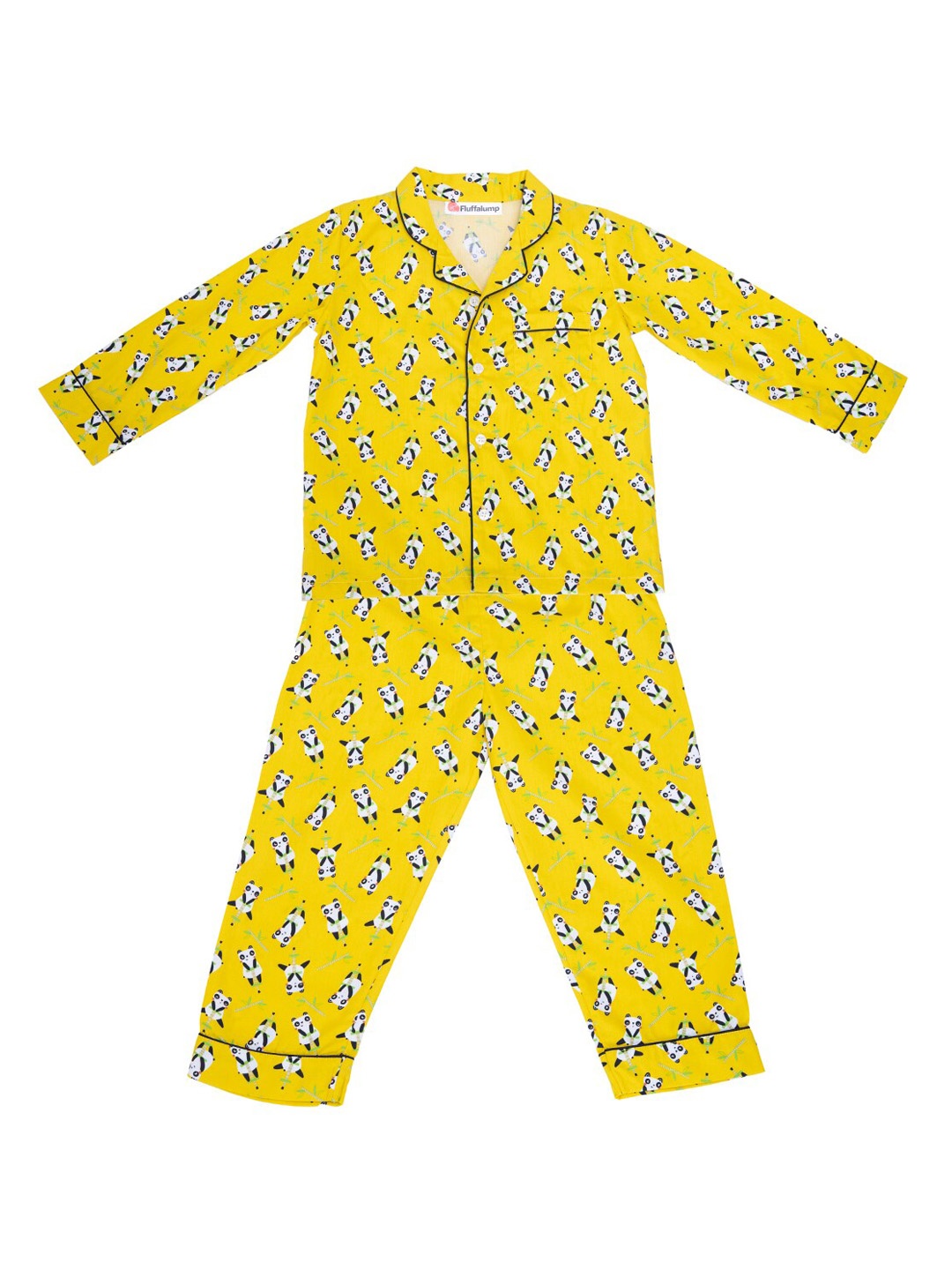 

Fluffalump Kids Conversational Printed Pure Cotton Night Suit, Yellow