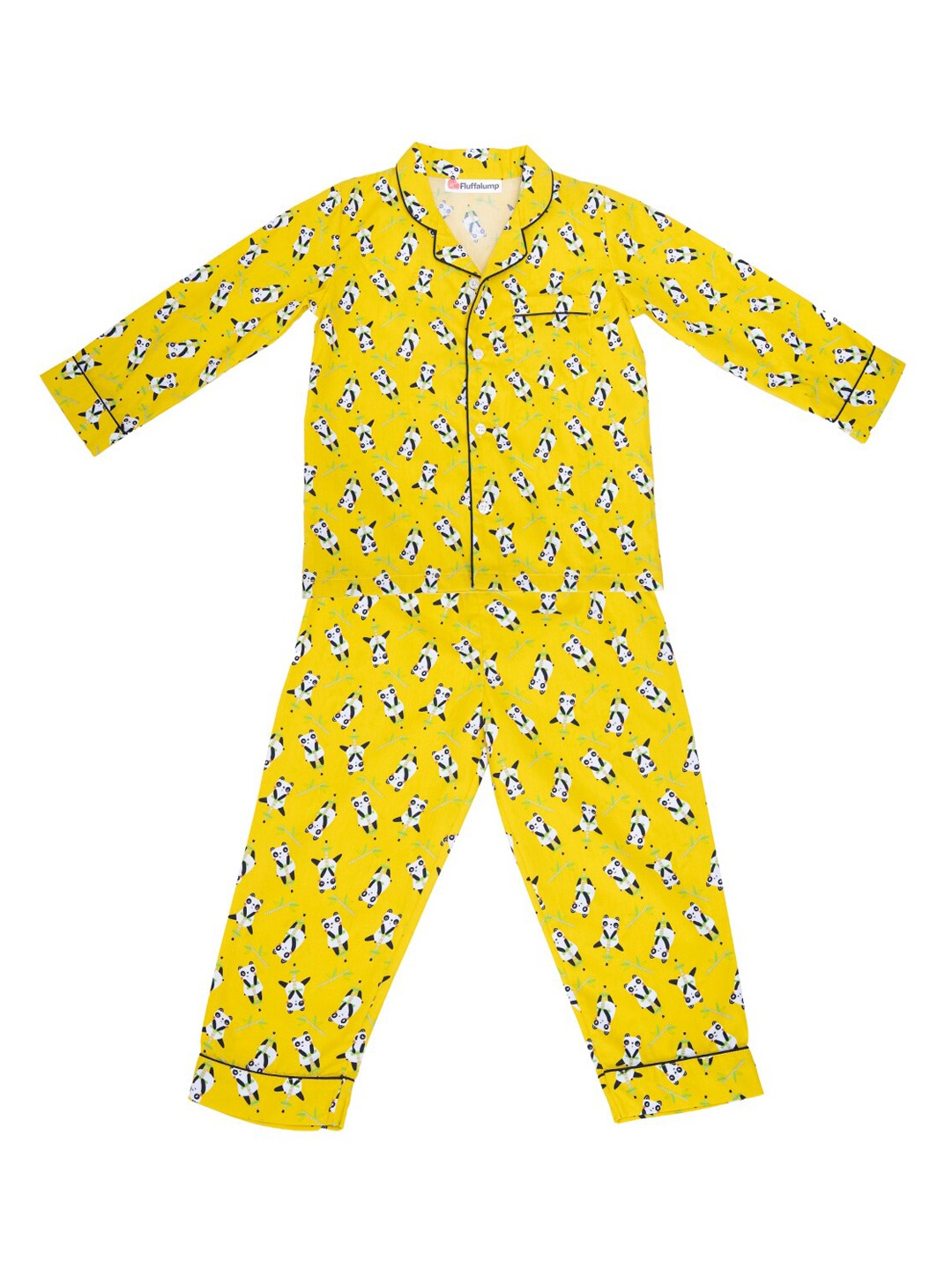 

Fluffalump Kids Conversational Printed Pure Cotton Night Suit, Yellow