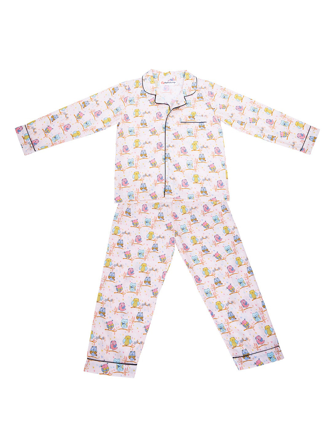 

Fluffalump Kids Conversational Printed Pure Cotton Night Suit, Peach