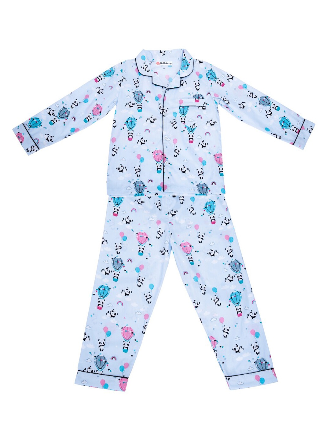 

Fluffalump Infants Kids Conversational Printed Pure Cotton Night Suit, Blue